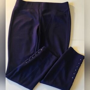 White House Black Market Leggings Navy Blue Laced Accents Size M